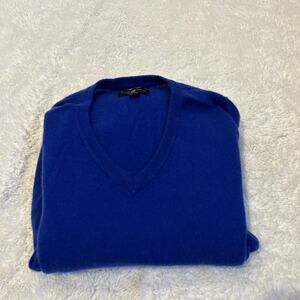 Club Room Luxury 100% Cashmere V Neck Sweater Blue Men's XL Preppy Country Club
